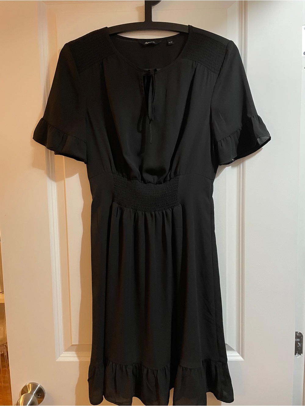 Reitmans Black Midi Dress with Ruffle Trim